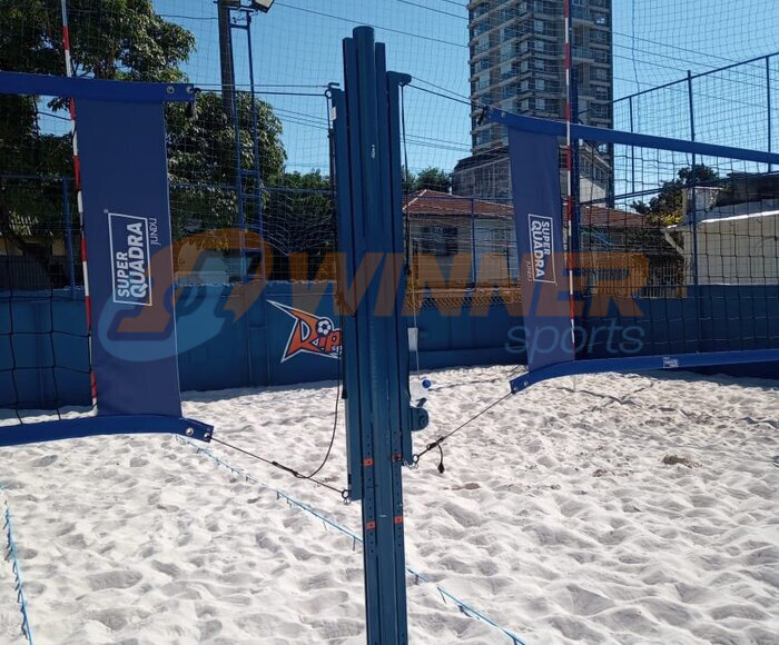 Poste Beach Tennis Conjugado para Vôlei de Praia e Futevôlei